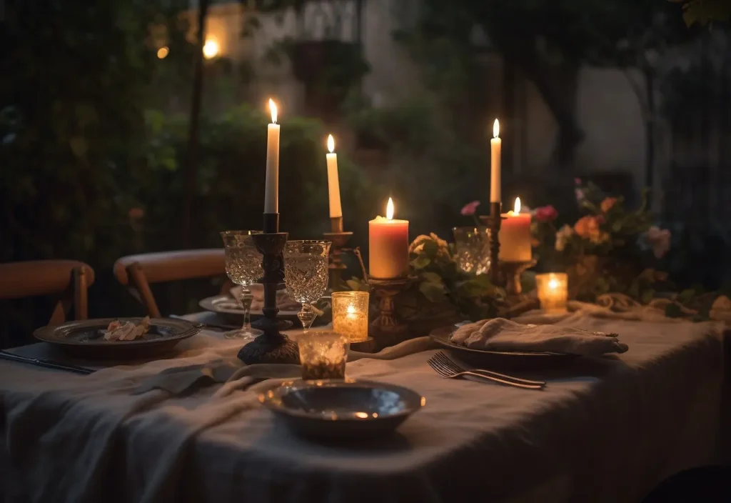 romantic candlelight dinner elegant decor